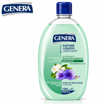 Хидратиращ течен сапун пълнител с бял мускус Genera Sapone Liquido Muschio Bianco Idratante REFILL – 1000 мл