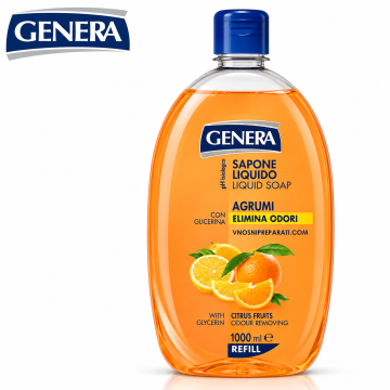 Течен сапун пълнител против миризми с цитруси Genera Sapone Liquido Agrumi Elimina Odori REFILL – 1000 мл