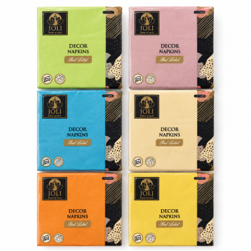 Двуслойни цветни салфетки за декорация Joli Decor Napkins Red Label 33x33 см - 30 броя