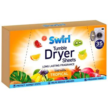 Парфюмни кърпички за сушилня Swirl – против наелектризиране и гънки Tropical 35бр.