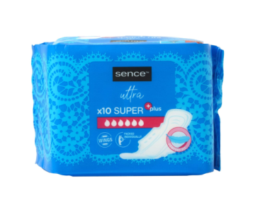 Дамски превръзки за силно течение Sence Ultra Super Plus – максимална абсорбация 10бр.
