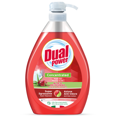 Концентриран препарат за съдове DUAL Алое и Нар 1000 мл – силно премахва мазнини и нежен към ръцете