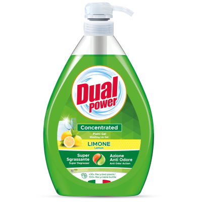 Концентриран препарат за съдове DUAL Лимон 1000 мл – силно премахва мазнини и замърсявания