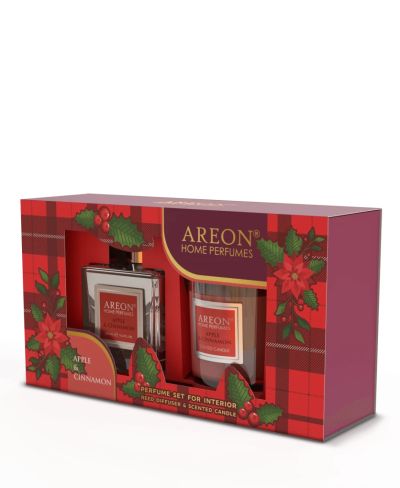Луксозен комплект Ябълка и канела – свещ и парфюм за дома (150 мл)