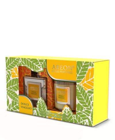 Луксоден комплект Сладко пътуване – свещ и парфюм за дома (150 мл)