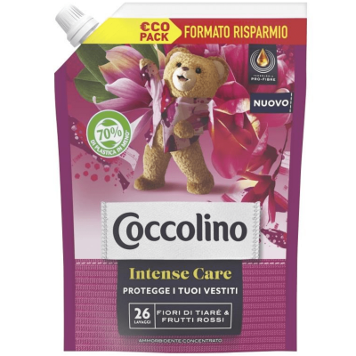 Coccolino Intense Fiori di Tiare e Frutti Rossi омекотител – 24 пранета, дълготраен аромат