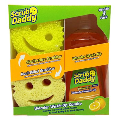 Scrub Daddy Combo Pack – веро + 2 гъби, комплект за ефективно миене на съдове