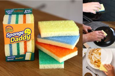Scrub Daddy Dual-Sided гъби (4 бр.) – двойно действие за ефективно почистване