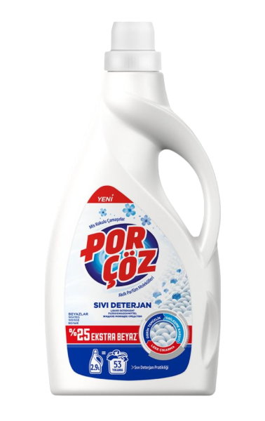 Течен перилен препарат Por Coz за цветни дрехи 2.9 л – запазва цветовете и почиства ефективно