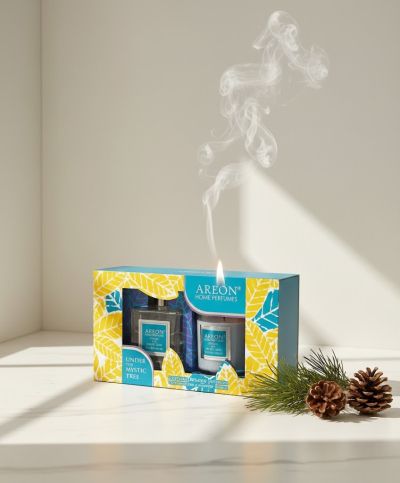 Луксозен комплект Мистично дърво – свещ и парфюм за дома (150 мл)