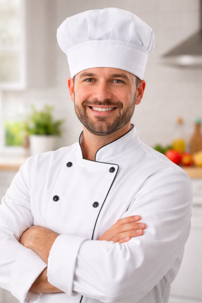 Бяла готварска шапка – подходяща и за вкъщи, и за професионална кухня