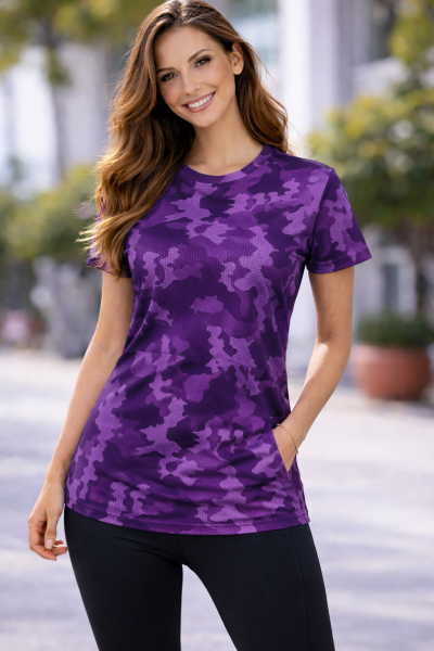 Дамска спортна тениска HEXOFLAGE™ PERFORMANCE – къс ръкав (TR025) ЦВЯТ CAMO PURPLE