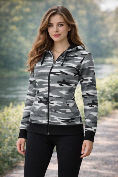 Дамски суитшърт Camo Zipper C20 - стил и топлина!