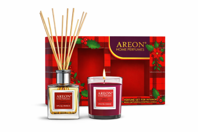 Луксозен комплект Ябълка и канела – свещ и парфюм за дома (150 мл)