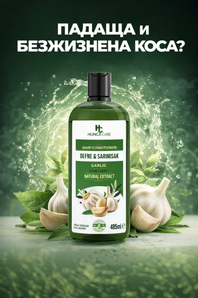 Балсам с чесън Hunca Care 485 мл – укрепва косата и намалява косопада