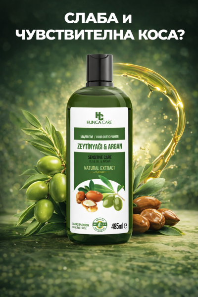 Балсам с маслиново масло и арган Hunca Care 485 мл – подхранва и възстановява косата