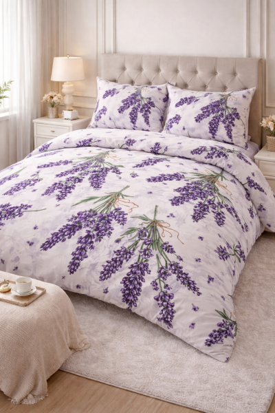 Памучен плик за спално бельо Лавандула