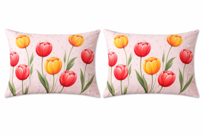 Памучни калъфки Ранфорс 50х70см Лалета оранж  (комплект 2 броя) 