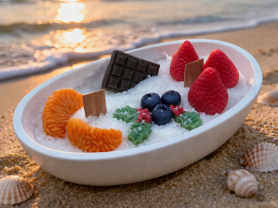 Ръчно изработена соева свещ „Плодова наслада“ – ягоди, шоколад и цитрус