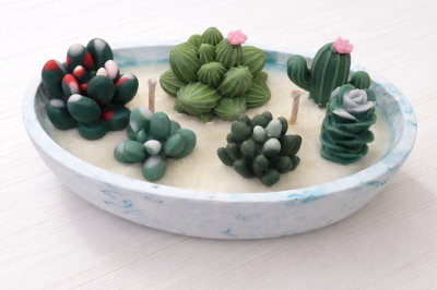 Ръчно изработена соева свещ „Сукулентна градина“ – елегантен декор