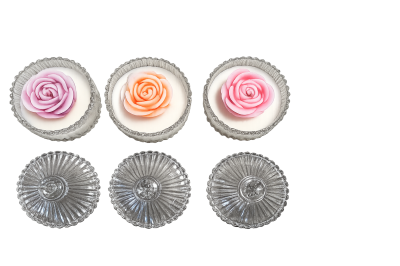 Луксозни ръчно изработени соеви свещи „Кристална роза“ - цвят по избор